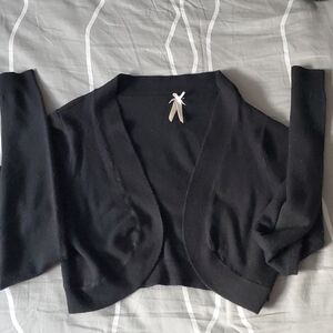 ON HOLD- Rounded Black Cropped Cardigan sweater- Size M